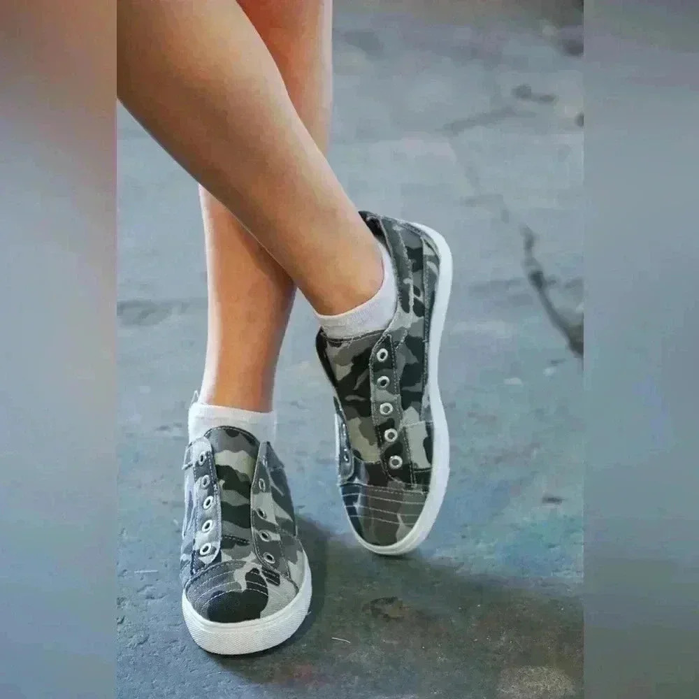 Camo Laceless Slip-On Sneakers